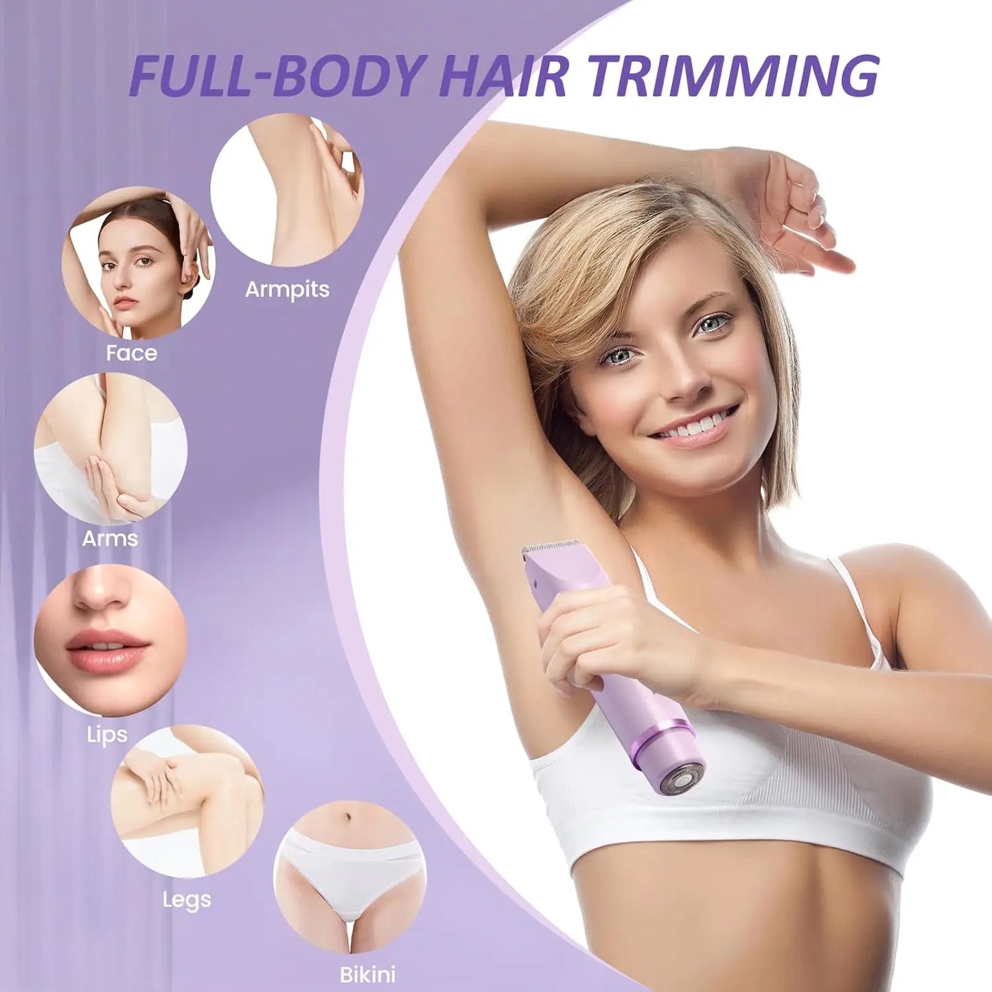 Rasoirs électriques pour femmes 2 en 1 rasoir électrique pour tondeuse pubienne IPX7 étanche utilisation humide et sèche rasoir bikini pour le corps