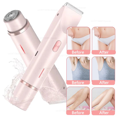Rasoirs électriques pour femmes 2 en 1 rasoir électrique pour tondeuse pubienne IPX7 étanche utilisation humide et sèche rasoir bikini pour le corps