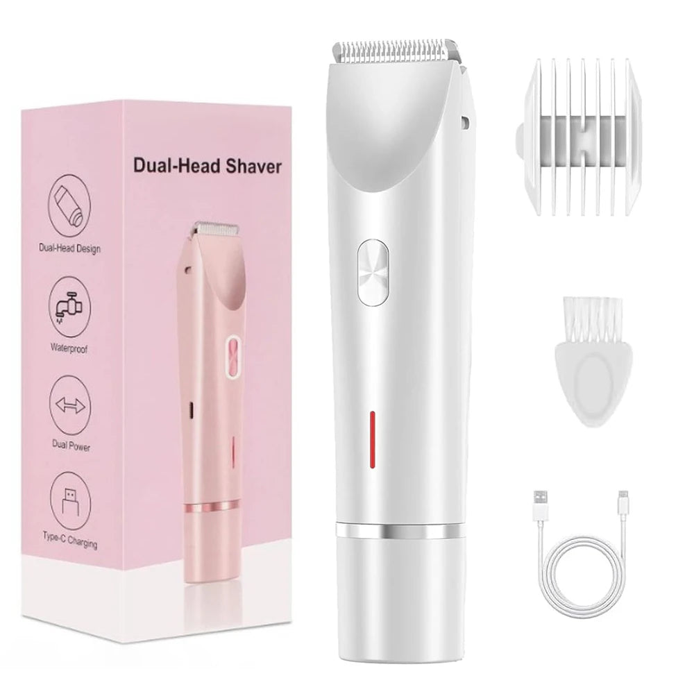 Rasoirs électriques pour femmes 2 en 1 rasoir électrique pour tondeuse pubienne IPX7 étanche utilisation humide et sèche rasoir bikini pour le corps