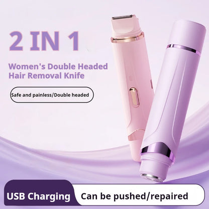 Rasoir électrique 2 en 1 pour femmes, épilation indolore, tondeuse corporelle Rechargeable, aisselles, moustache, épilateur