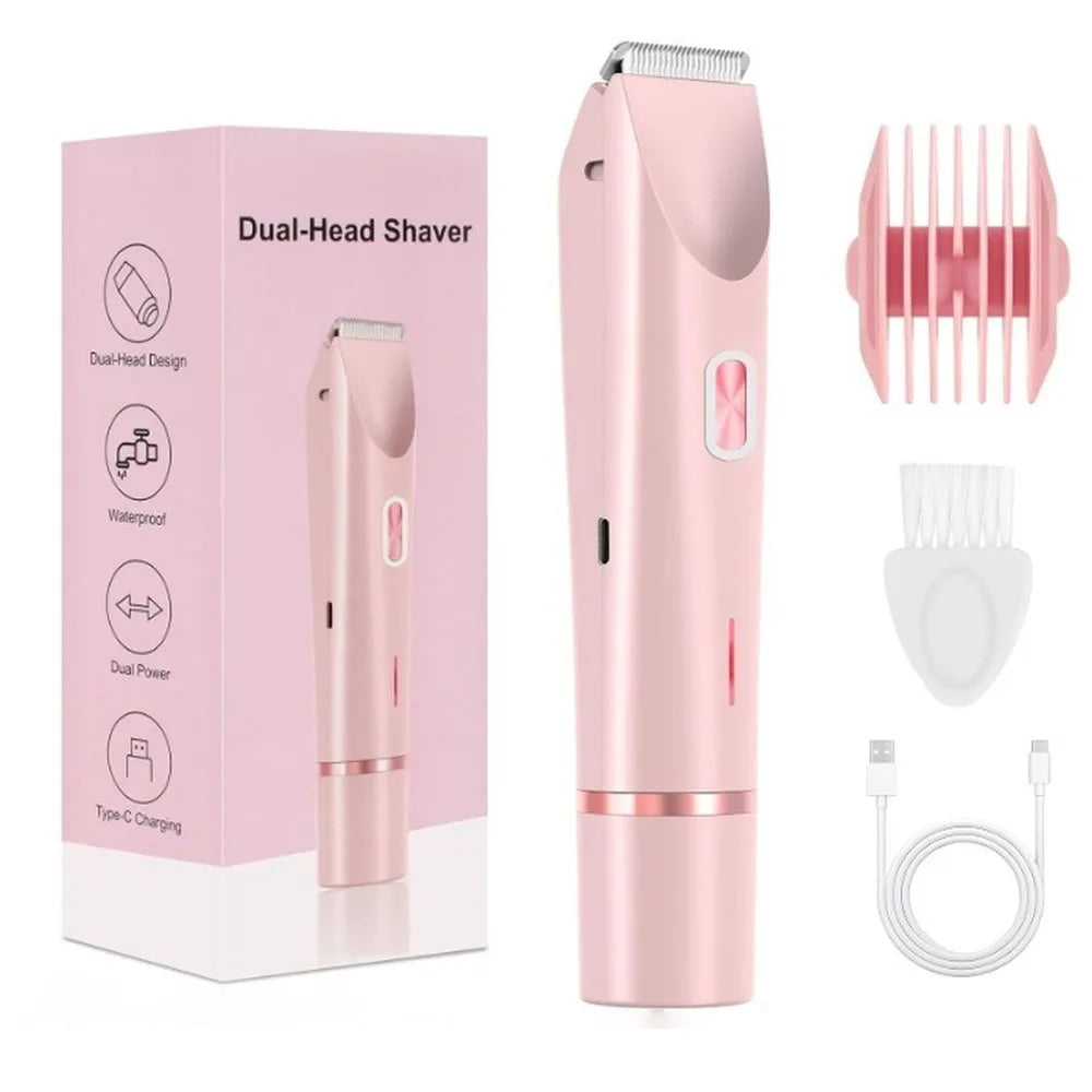 Rasoirs électriques pour femmes 2 en 1 rasoir électrique pour tondeuse pubienne IPX7 étanche utilisation humide et sèche rasoir bikini pour le corps