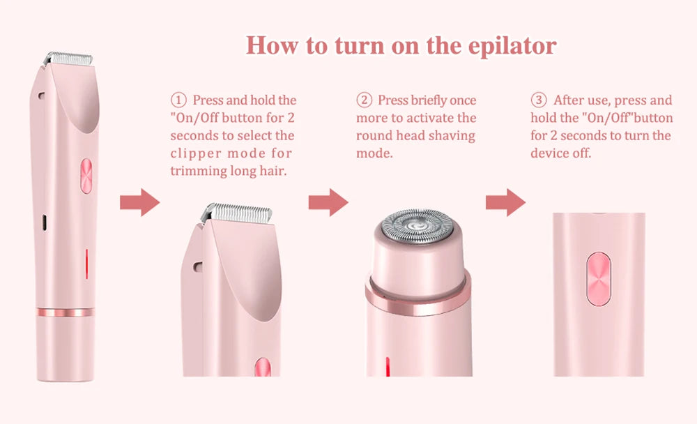 Rasoirs électriques pour femmes 2 en 1 rasoir électrique pour tondeuse pubienne IPX7 étanche utilisation humide et sèche rasoir bikini pour le corps