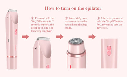 Rasoirs électriques pour femmes 2 en 1 rasoir électrique pour tondeuse pubienne IPX7 étanche utilisation humide et sèche rasoir bikini pour le corps