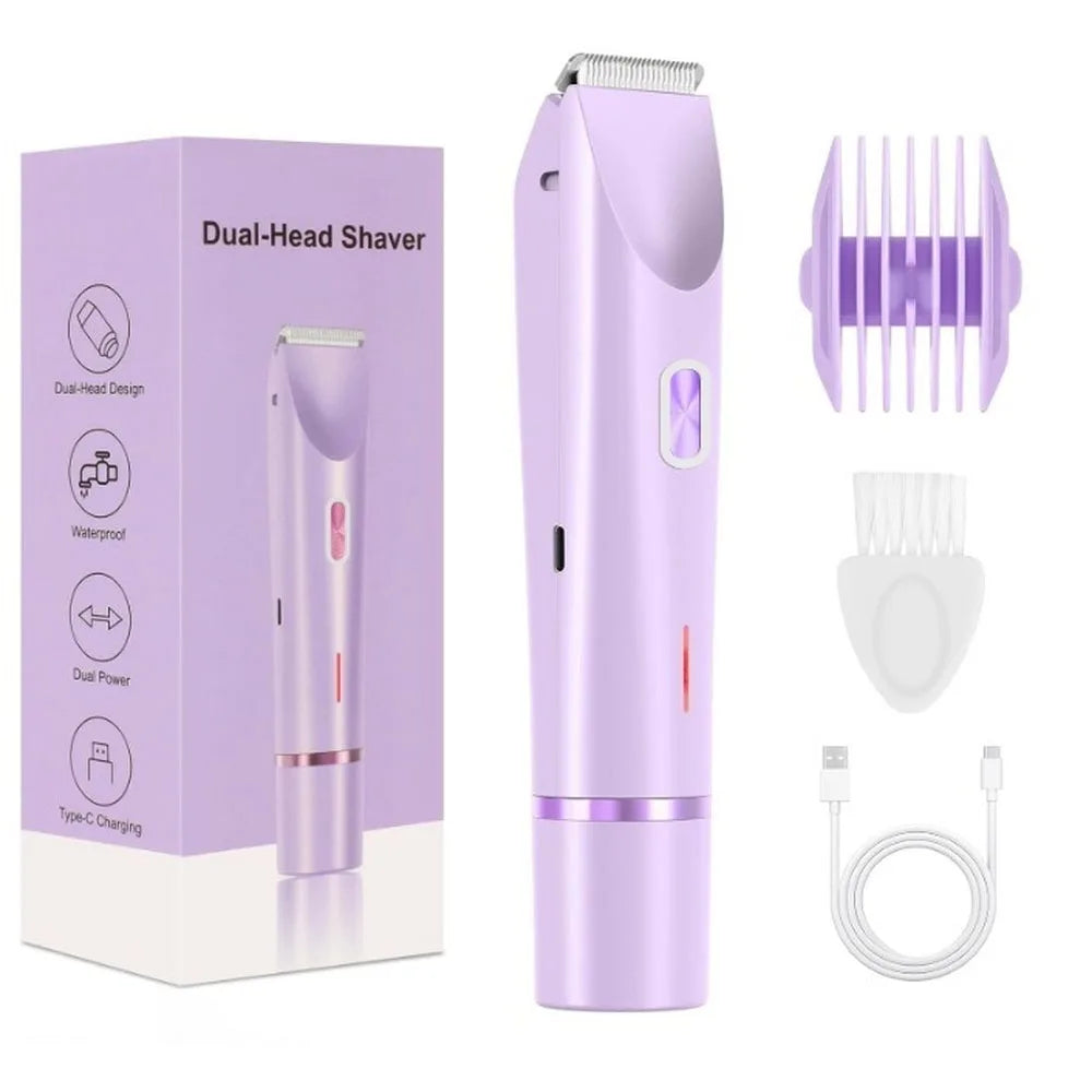Rasoirs électriques pour femmes 2 en 1 rasoir électrique pour tondeuse pubienne IPX7 étanche utilisation humide et sèche rasoir bikini pour le corps