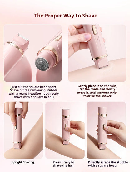 Rasoir électrique 2 en 1 pour femmes, épilation indolore, tondeuse corporelle Rechargeable, aisselles, moustache, épilateur