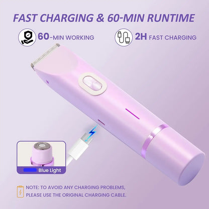 Rasoirs électriques pour femmes 2 en 1 rasoir électrique pour tondeuse pubienne IPX7 étanche utilisation humide et sèche rasoir bikini pour le corps