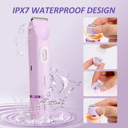 Rasoirs électriques pour femmes 2 en 1 rasoir électrique pour tondeuse pubienne IPX7 étanche utilisation humide et sèche rasoir bikini pour le corps