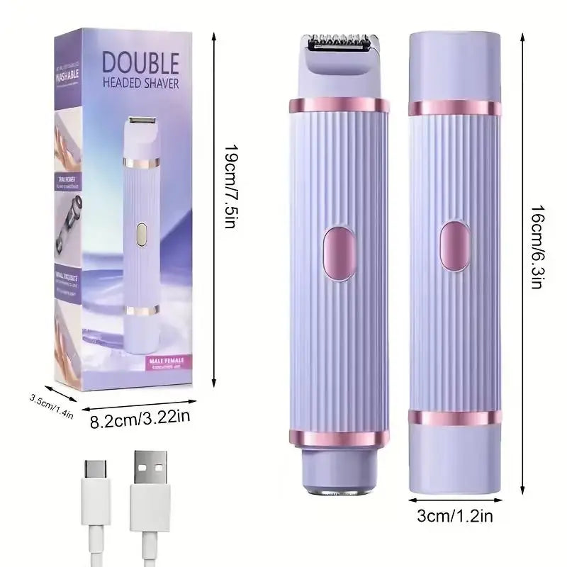 Rasoir électrique, appareil d'épilation portable, rasoir électrique rechargeable, rasoir indolore 2-en-1 à double tête