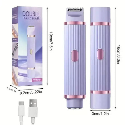 Rasoir électrique, appareil d'épilation portable, rasoir électrique rechargeable, rasoir indolore 2-en-1 à double tête