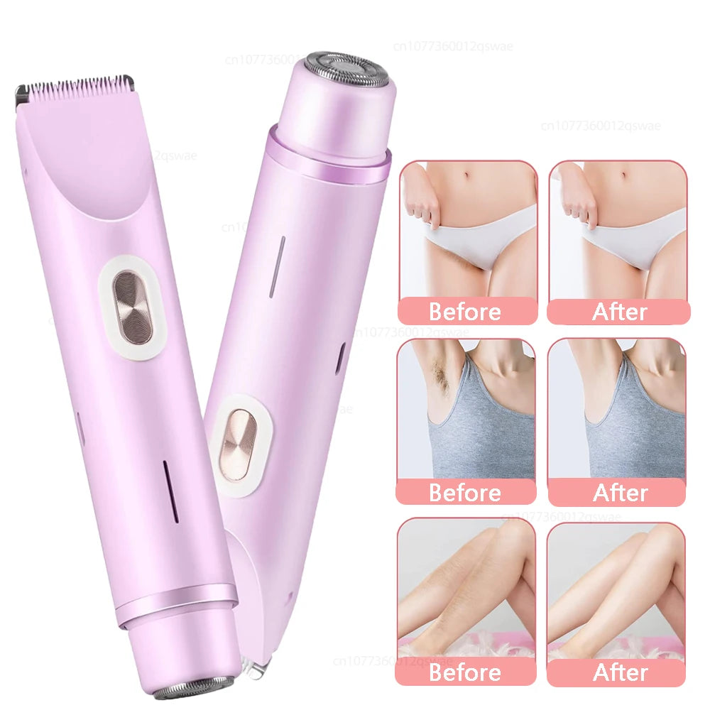 Rasoirs électriques pour femmes 2 en 1 rasoir électrique pour tondeuse pubienne IPX7 étanche utilisation humide et sèche rasoir bikini pour le corps