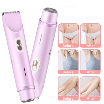 Rasoirs électriques pour femmes 2 en 1 rasoir électrique pour tondeuse pubienne IPX7 étanche utilisation humide et sèche rasoir bikini pour le corps