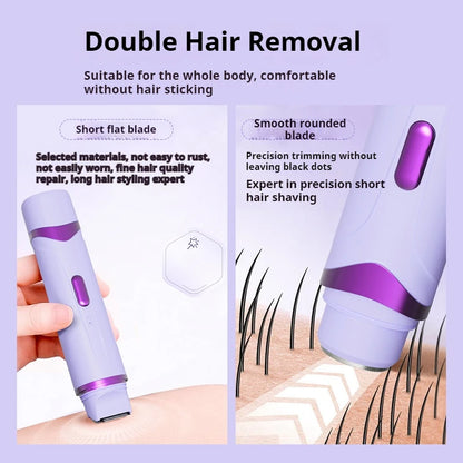 Rasoir électrique 2 en 1 pour femmes, épilation indolore, tondeuse corporelle Rechargeable, aisselles, moustache, épilateur