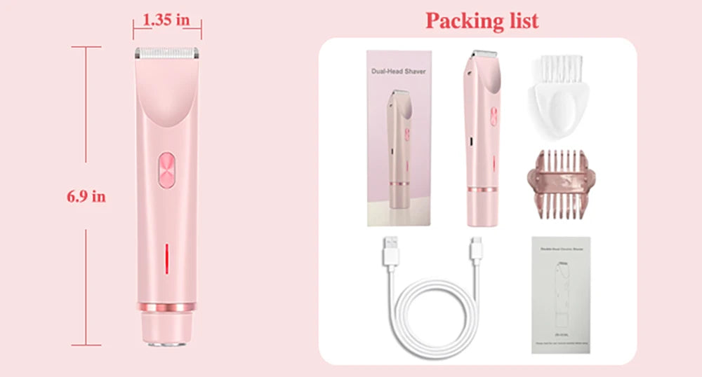 Rasoirs électriques pour femmes 2 en 1 rasoir électrique pour tondeuse pubienne IPX7 étanche utilisation humide et sèche rasoir bikini pour le corps