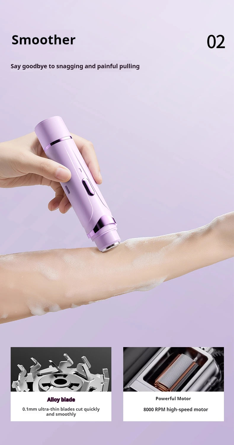 Rasoir électrique 2 en 1 pour femmes, épilation indolore, tondeuse corporelle Rechargeable, aisselles, moustache, épilateur
