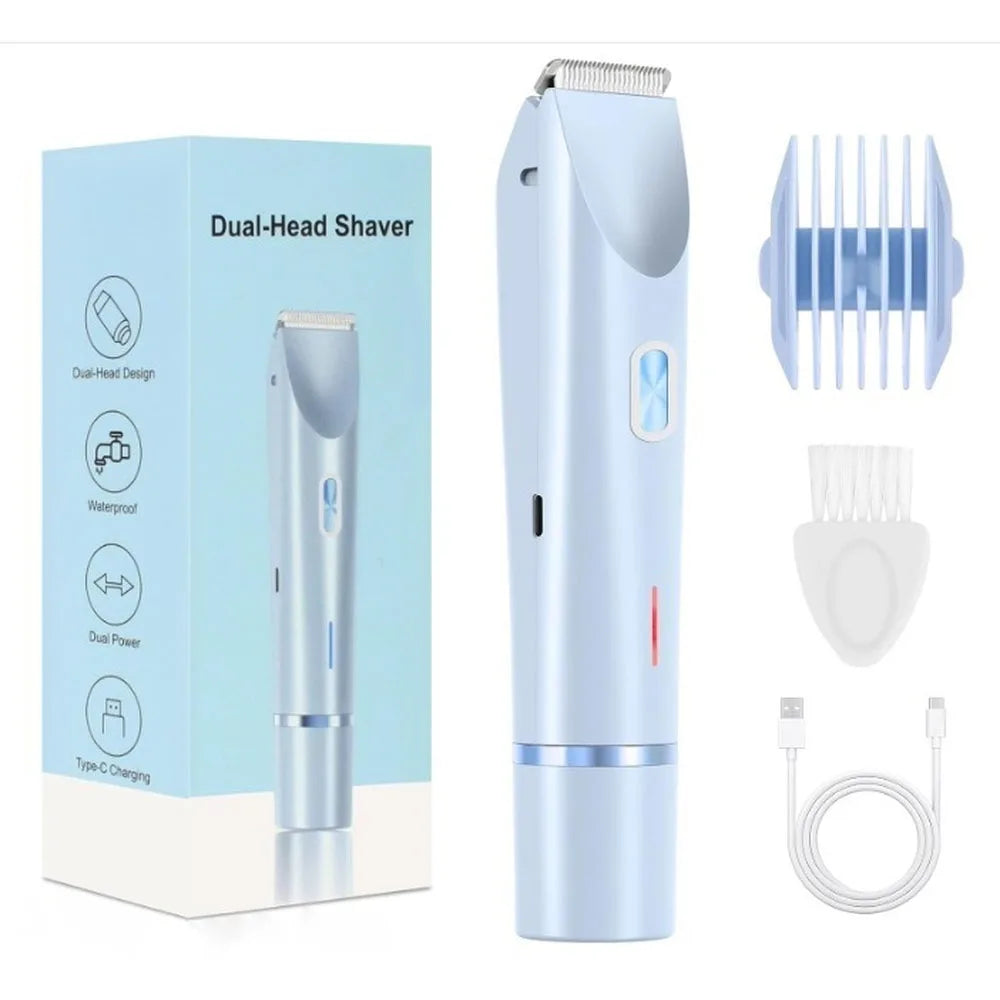 Rasoirs électriques pour femmes 2 en 1 rasoir électrique pour tondeuse pubienne IPX7 étanche utilisation humide et sèche rasoir bikini pour le corps