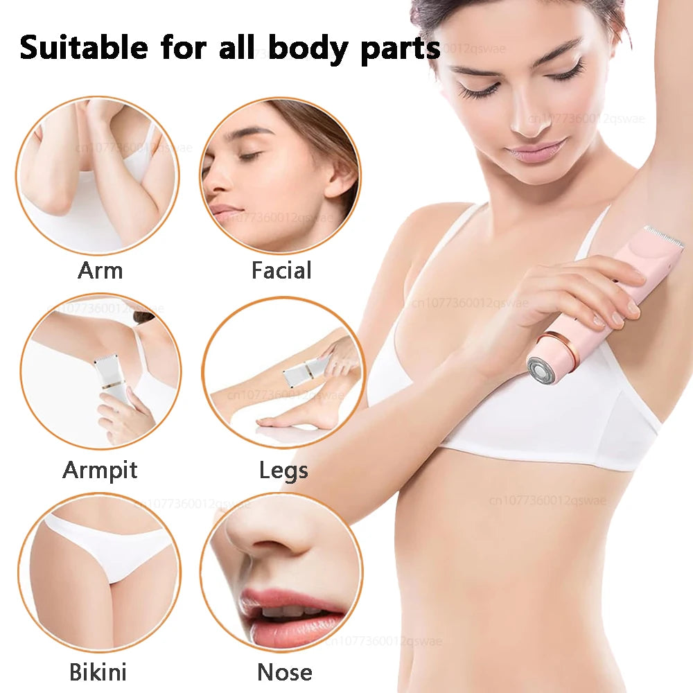 Rasoirs électriques pour femmes 2 en 1 rasoir électrique pour tondeuse pubienne IPX7 étanche utilisation humide et sèche rasoir bikini pour le corps